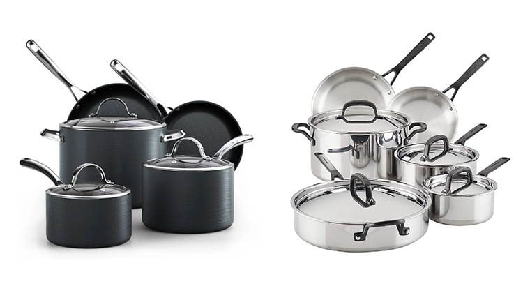 hard anodized vs stainless steel cookware set